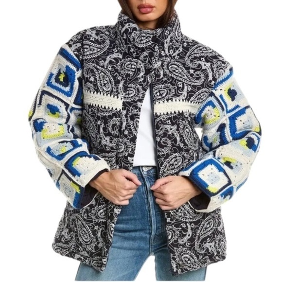 NWT SEA NEW YORK THEODORA PAISLEY EMBROIDERED CROTCHET QUILTED JACKET SIZE SMALL - Picture 1 of 16